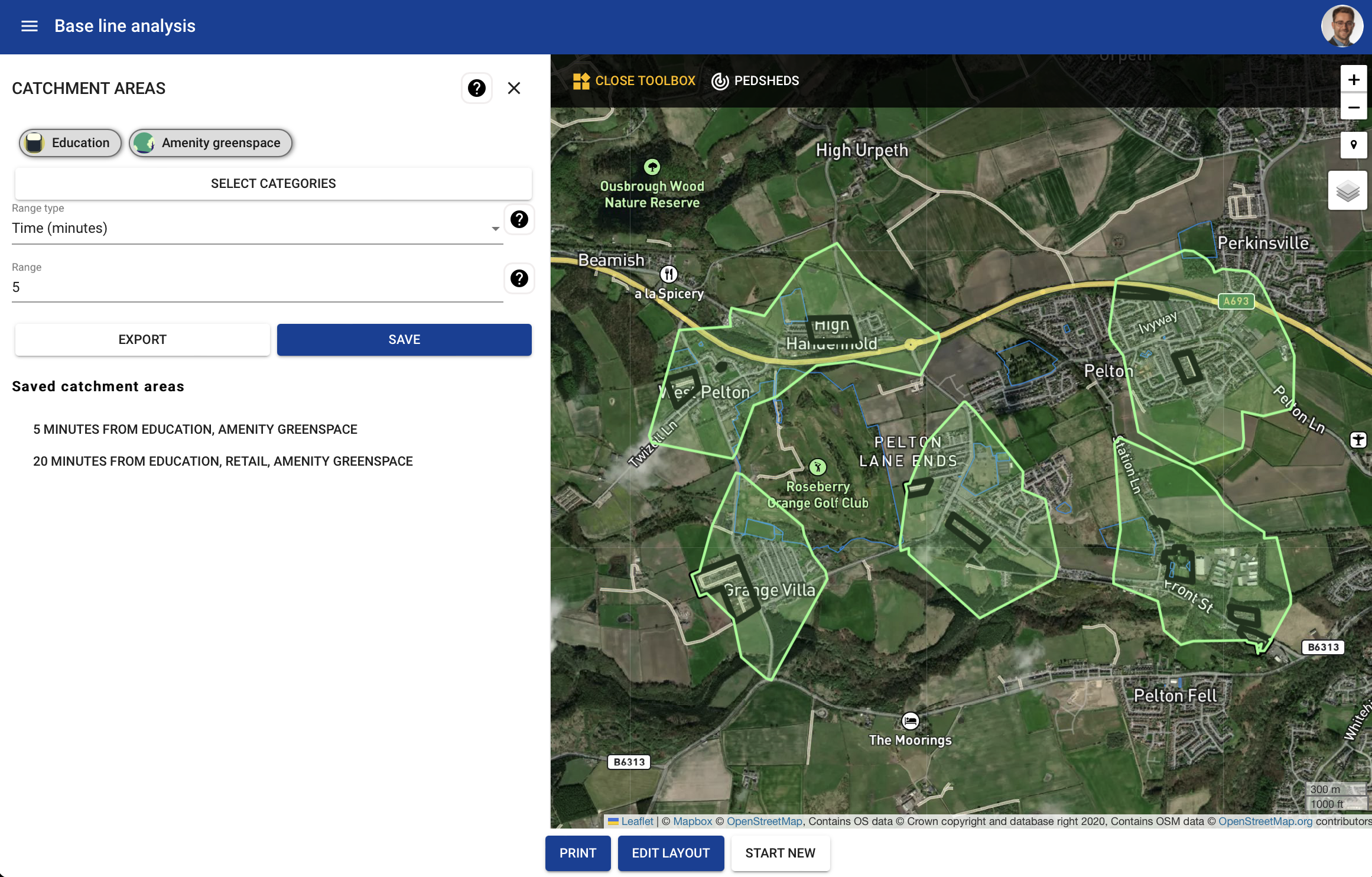 pedshed analysis Planning for walking distance on PlaceChangers