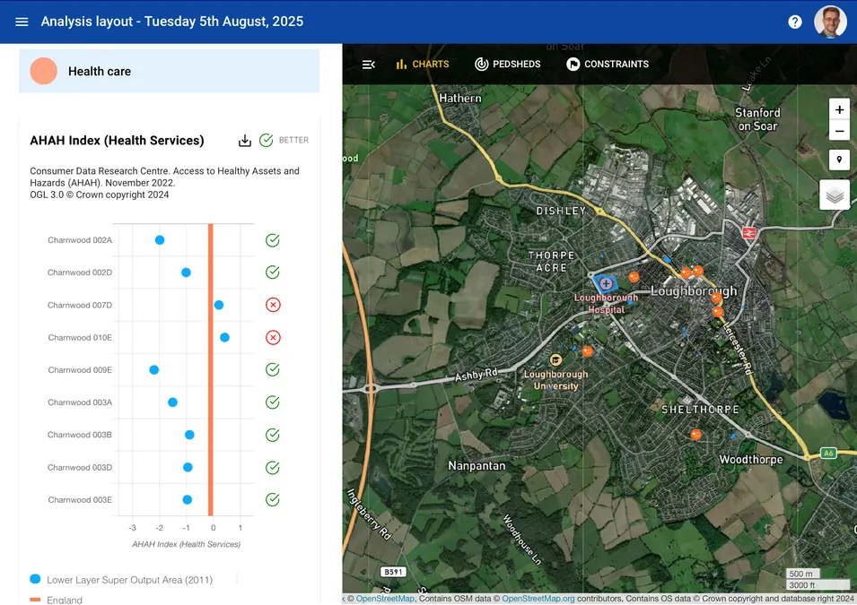 Map showing distribution of social infrastructure across a neighbourhood