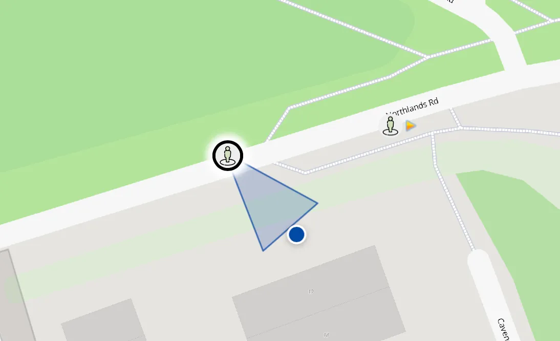 Map and bearings drawn on photos to preserve context